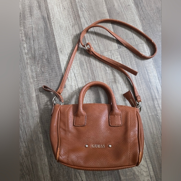 Vintage GUESS Two Way Bag Mini Satchel Crossbody Brown Classy Y2k 90s Streetwear - Picture 1 of 16